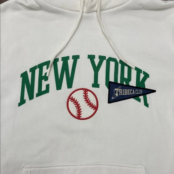 Zara New York Graphic Hoodie - Cream Size M - Picture 2 of 6